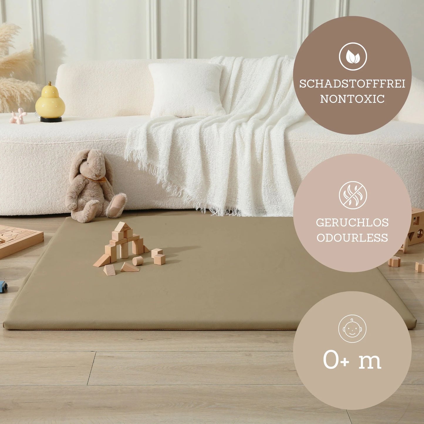 * Hakuna Matte Vegane Leder-Spielmatte, 1.2 x 1.2 m, Sand