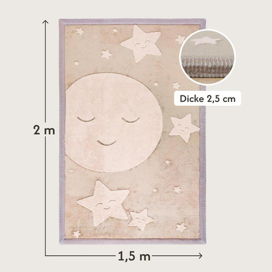 Hakuna Matte Samtmatte, 3D Wolke Spielmatte, 2 x 1.5 m, Moon & Stars