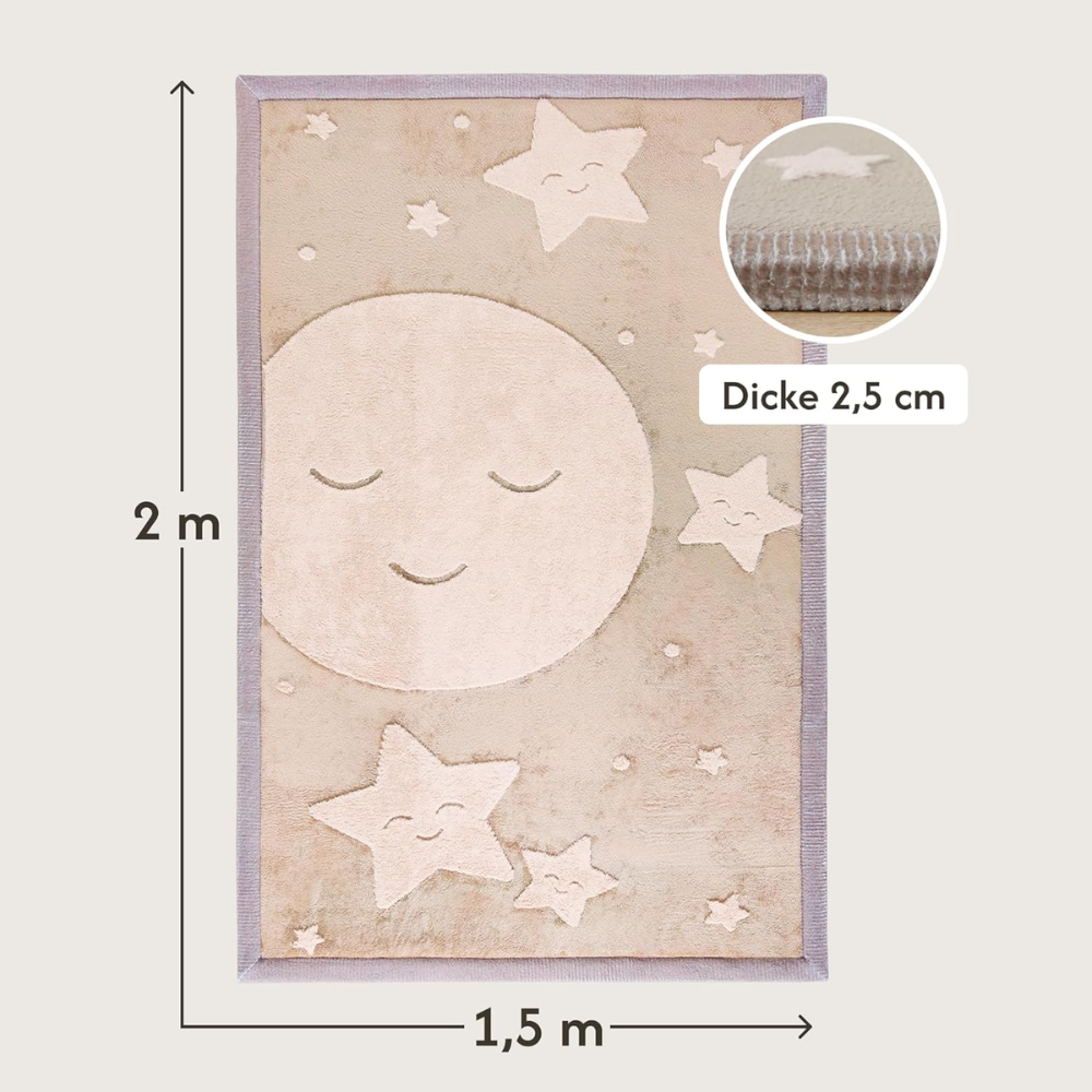 Hakuna Matte Samtmatte, 3D Wolke Spielmatte, 2  x 1.5 m, Moon & Stars