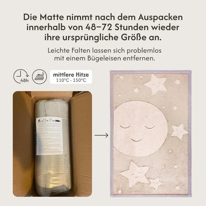 Hakuna Matte Samtmatte, 3D Wolke Spielmatte, 1.7 x 1.2 m, Moon & Stars