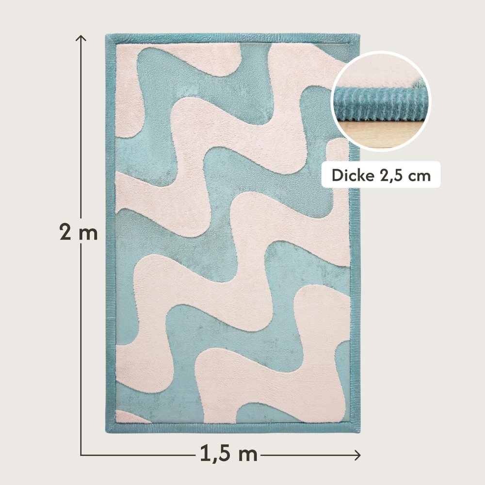 Hakuna Matte Samtmatte, 3D Wolke Spielmatte, 2  x 1.5 m, Waves