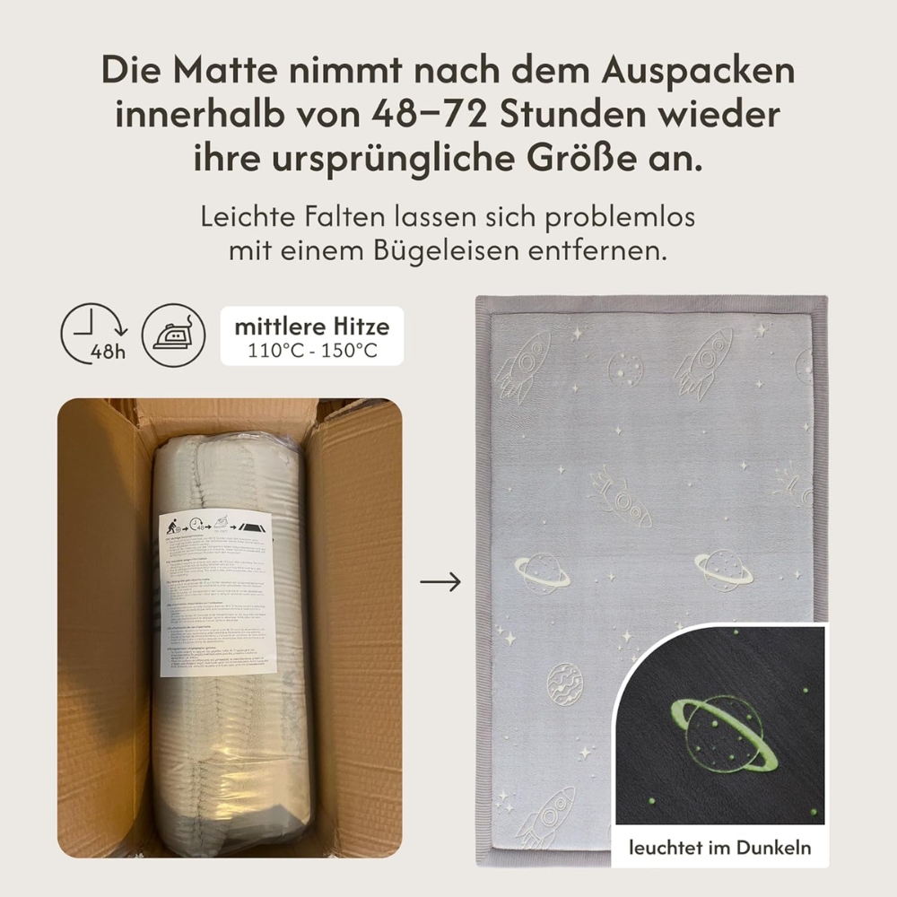 Hakuna Matte Samtmatte, Glow in the Dark Wolke Spielmatte 1.7 x 1.2 m, Planets